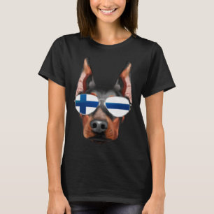 Finnish Flag Doberman Pinscher Dog Finland Pocket T-Shirt