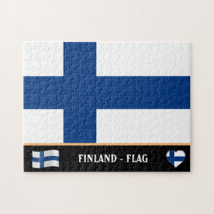 Finnish Flag & Finnish country / Finland Jigsaw Puzzle