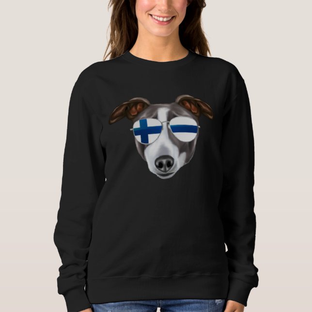 Finnish Flag Italian Greyhound Dog Finland Pocket Sweatshirt (Front)