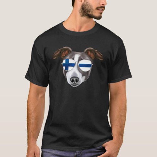 Finnish Flag Italian Greyhound Dog Finland Pocket T_Shirt