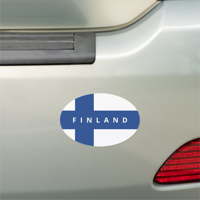 Finnish flag of Finland custom oval bumper Car Magnet (In Situ)