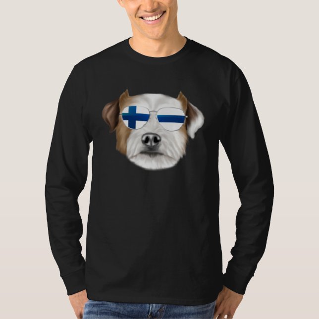 Finnish Flag Parson Russell Terrier Dog Finland Po T-Shirt (Front)