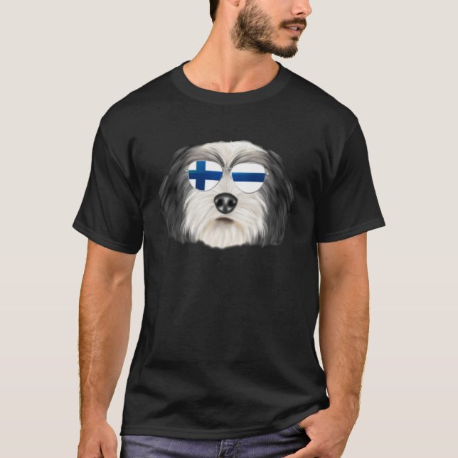 Finnish Flag Polish Lowland Sheepdog Dog Finland P T-Shirt (Front)