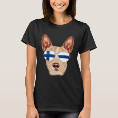 Finnish Flag Portuguese Podengo Pequeno Dog Finlan T-Shirt