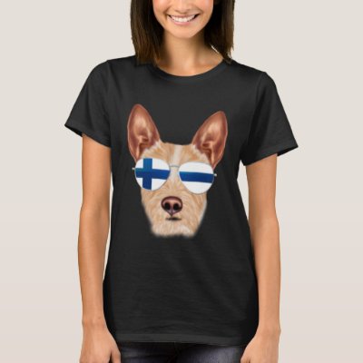 Finnish Flag Portuguese Podengo Pequeno Dog Finlan T-Shirt