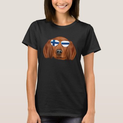 Finnish Flag Redbone Coonhound Dog Finland Pocket T-Shirt