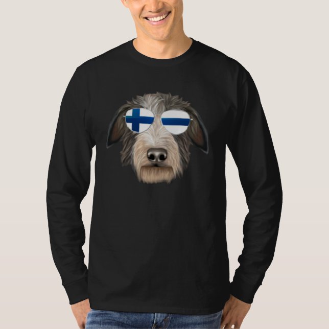 Finnish Flag Scottish Deerhound Dog Finland Pocket T-Shirt (Front)