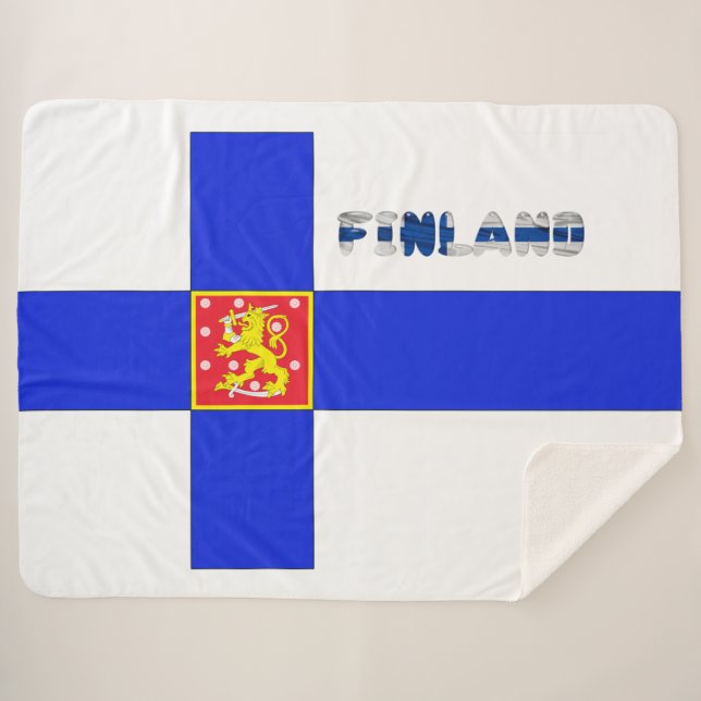 Finnish flag sherpa blanket (Front (Horizontal))