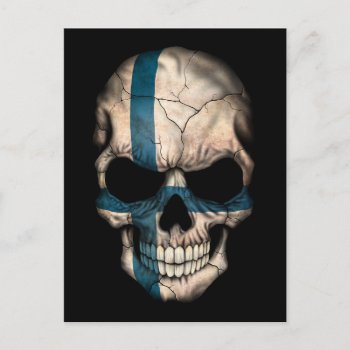 Finnish Flag Skull On Black Postcard by JeffBartels at Zazzle