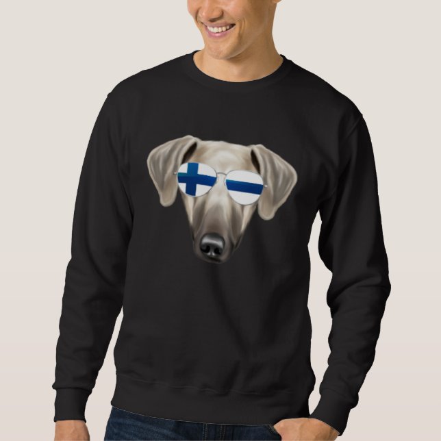 Finnish Flag Sloughi Dog Finland Pocket Sweatshirt (Front)