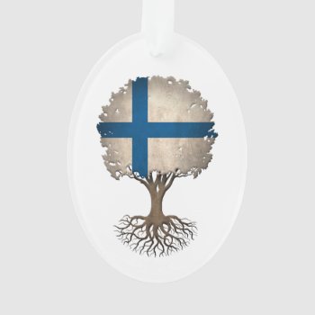 Finnish Flag Tree Of Life Customizable Ornament by UniqueFlags at Zazzle