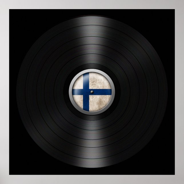 Finnish Flag Vinyl Record Album Graphic Poster (Front)