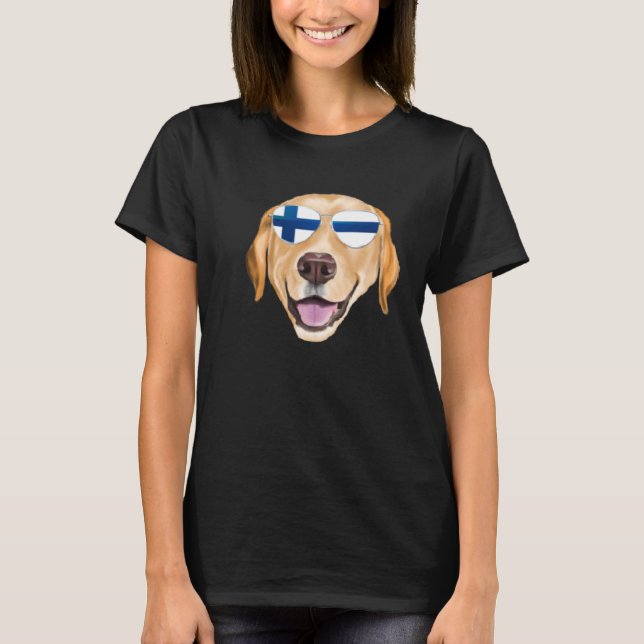Finnish Flag Yellow Labrador Retriever Dog Finland T-Shirt (Front)