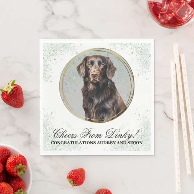 Finnish Flat-Coated Retriever Wedding Photo Napkin (Insitu)