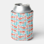 Finnish Fox &amp; Bird Folk Art Pattern Can Cooler at Zazzle