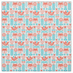 Finnish Fox &amp; Bird Folk Art Pattern Fabric