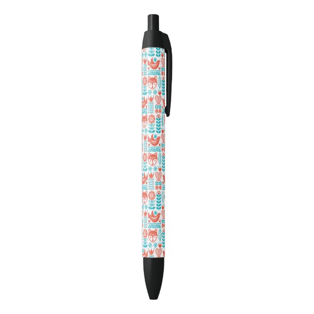 Finnish Fox & Bird Folk Art Pattern Pen (Bottom (Vertical))