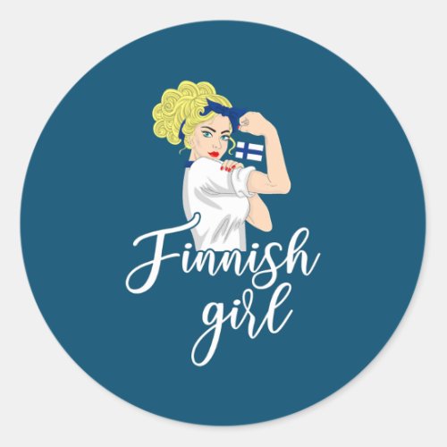 Finnish girl finnish finland  classic round sticker