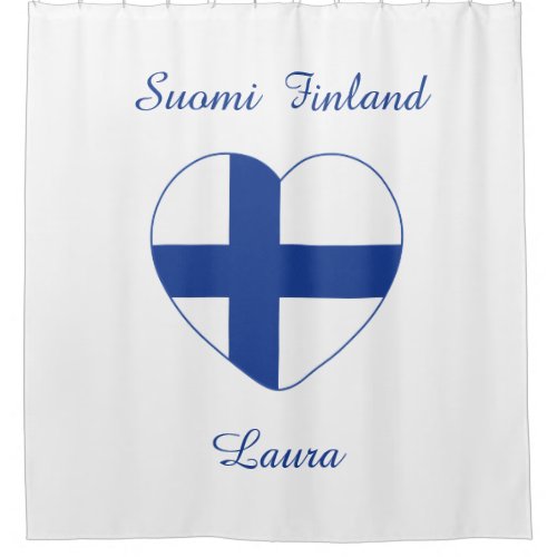 Finnish Heart Flag custom shower curtain