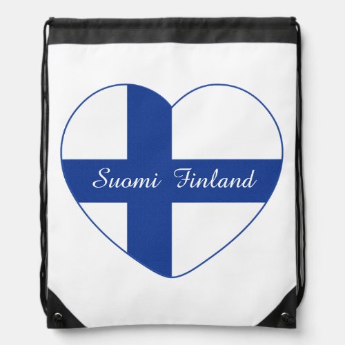 Finnish Heart Flag Drawstring Bag