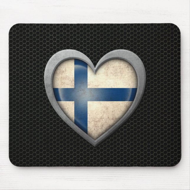 Finnish Heart Flag Steel Mesh Effect Mouse Pad (Front)