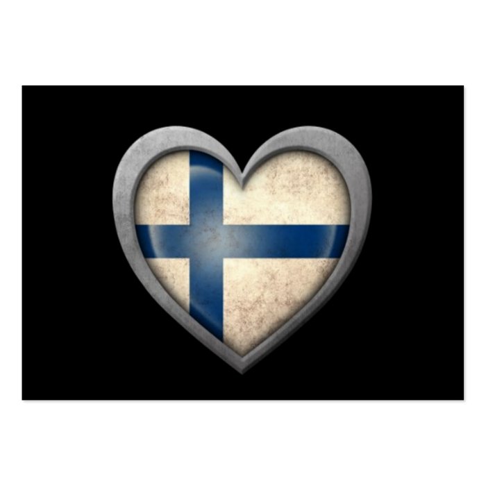 Finnish Heart Flag with Metal Effect Business Card Template