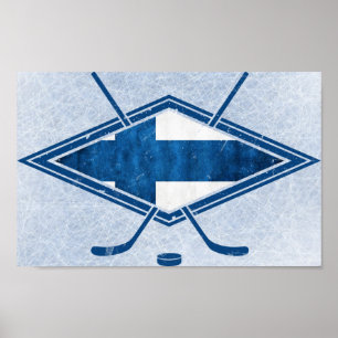 Finnish Hockey Flag Logo Suomi Poster