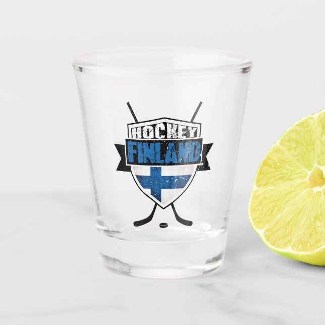 Finnish Hockey Shield Suomi Shot Glass (Front)