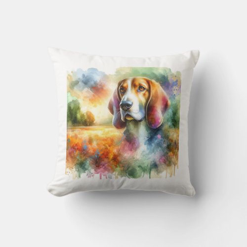 Finnish Hound in Colorful Serenity AREF801 _ Water Throw Pillow