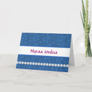 FINNISH Hyvaa joulua Snowflakes BLUE Background Holiday Card