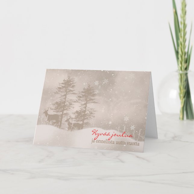 Finnish Language Happy Holidays Stylish Christmas Holiday Card (Front)