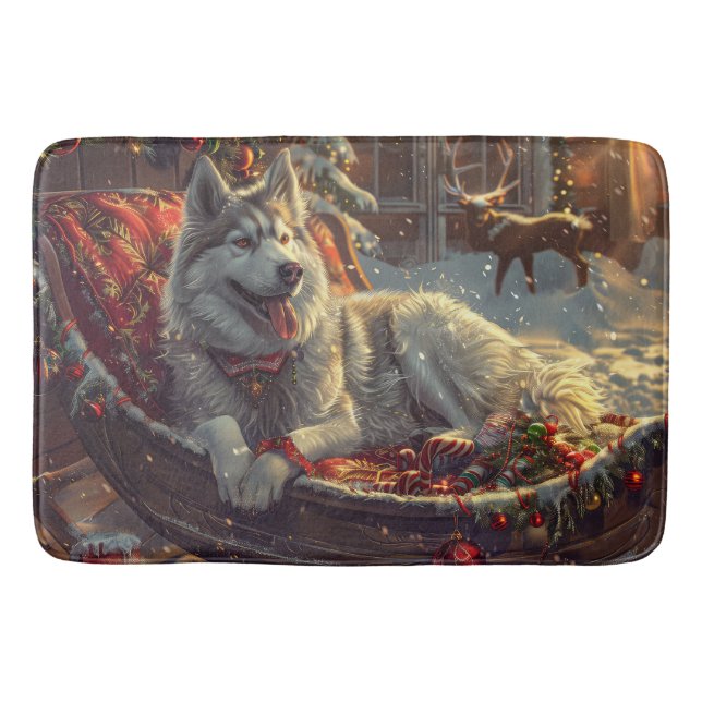 Finnish Laphund Dog Christmas Festive Bath Mat (Front)