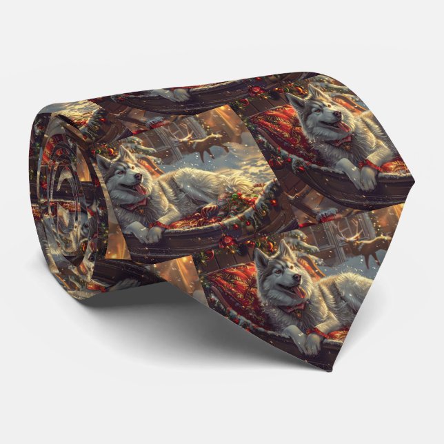 Finnish Laphund Dog Christmas Festive Neck Tie (Rolled)