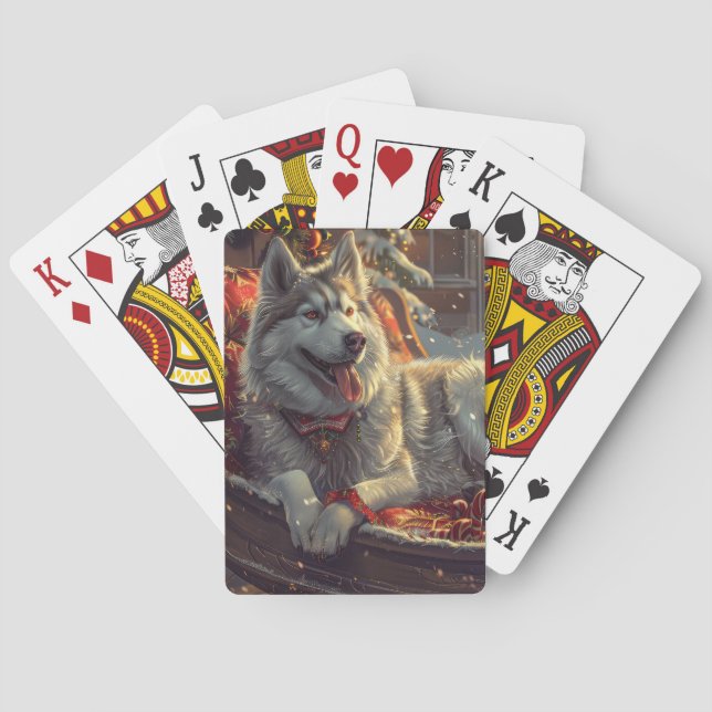 Finnish Laphund Dog Christmas Festive Poker Cards (Back)
