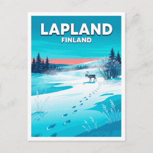 Finnish Lapland Reindeer Trail Saariselkä Finland Postcard