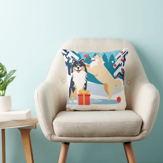 FINNISH LAPPHUND 2024 holiday  Throw Pillow (Creator Uploaded)