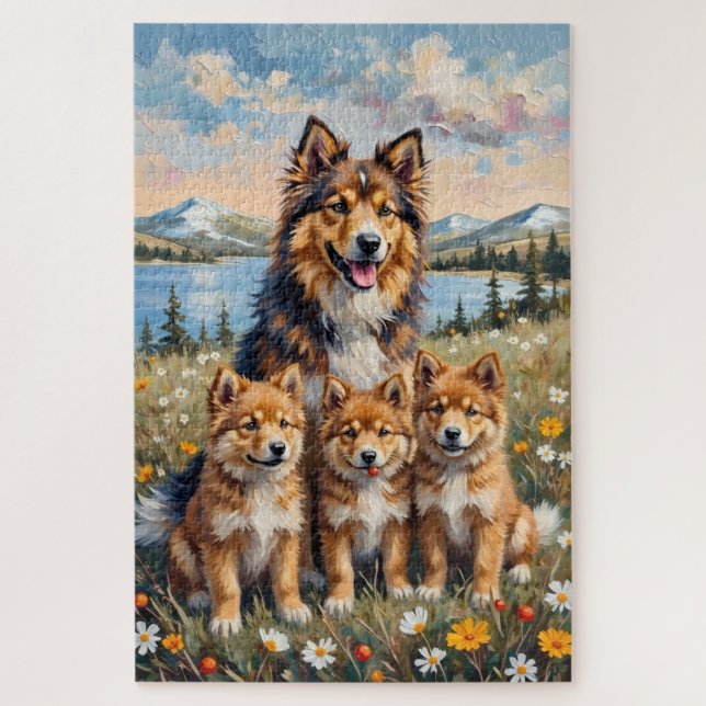 Finnish Lapphund Arctic Meadow Art Jigsaw Puzzle (Vertical)