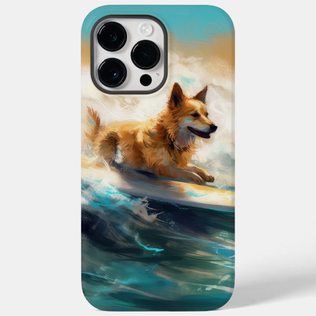 Finnish Lapphund Beach Surfing Painting Case-Mate iPhone Case (Back)