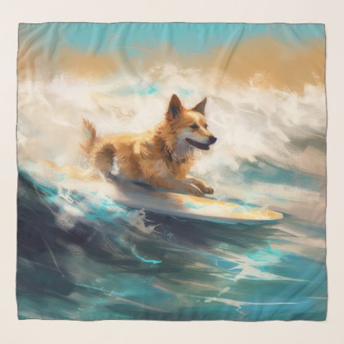 Finnish Lapphund Beach Surfing Painting Scarf