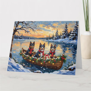 Finnish Lapphund Christmas Boat Holiday Card