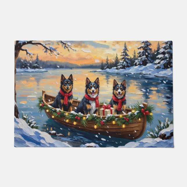 Finnish Lapphund Christmas Boat Holiday Doormat (Front)