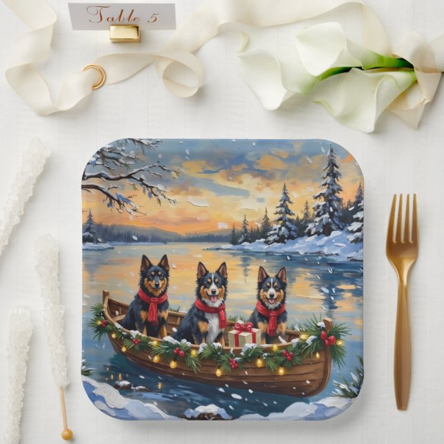 Finnish Lapphund Christmas Boat Holiday Paper Plates (Wedding)