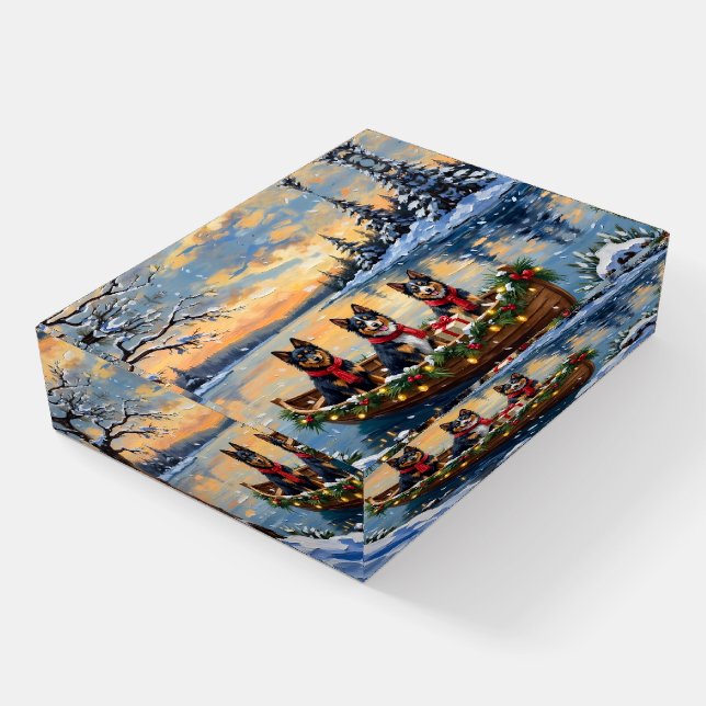 Finnish Lapphund Christmas Boat Holiday Paperweight (Angled)