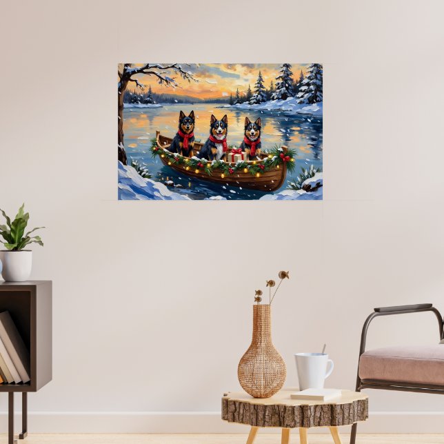 Finnish Lapphund Christmas Boat Holiday Poster (Living Room 3)