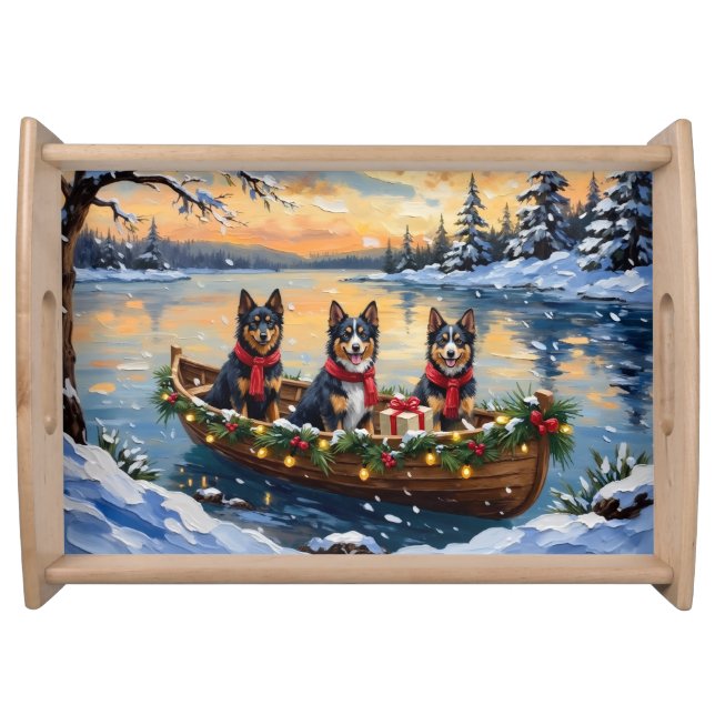 Finnish Lapphund Christmas Boat Holiday Serving Tray (Front)