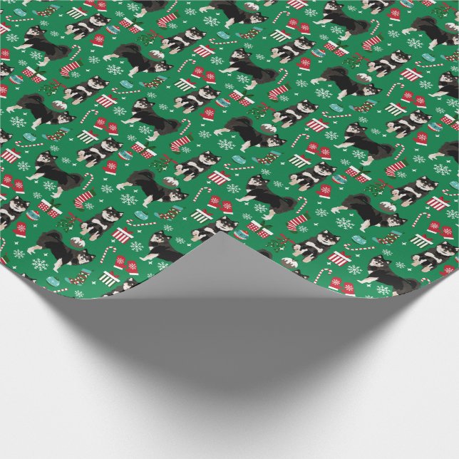 Finnish Lapphund christmas dog Wrapping Paper (Corner)