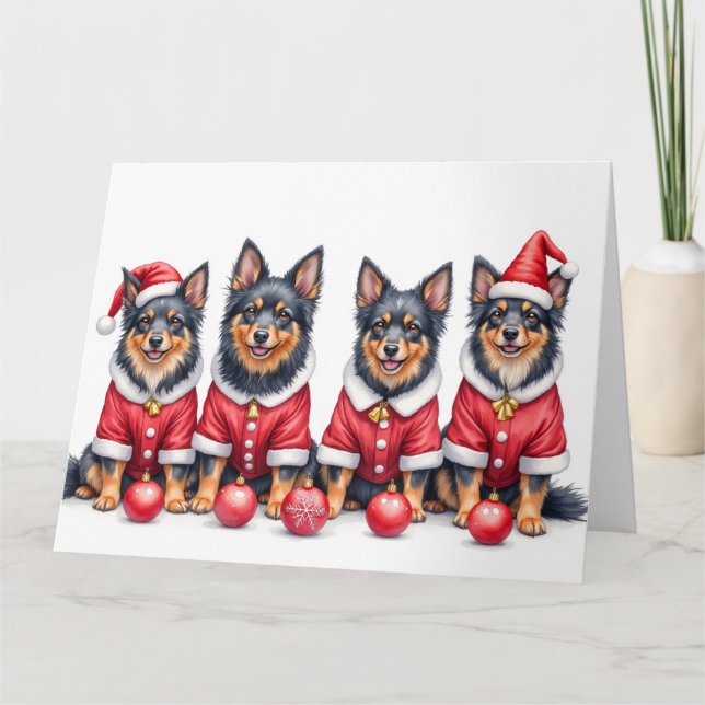 Finnish Lapphund Christmas Dress Santa Hat Card (Front)