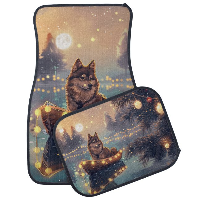 Finnish Lapphund Christmas Festive Voyage Car Floor Mat (Set)