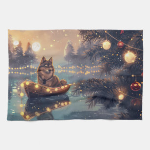 Finnish Lapphund Christmas Festive Voyage Kitchen Towel