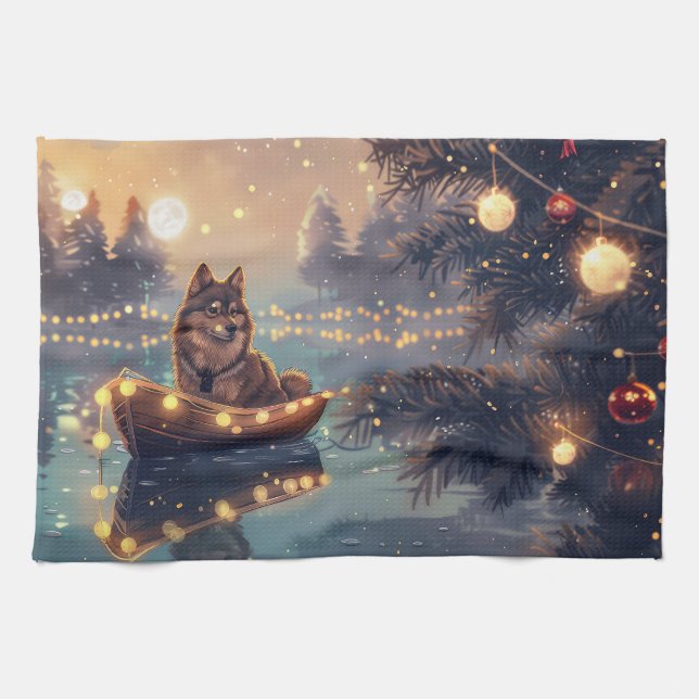 Finnish Lapphund Christmas Festive Voyage Kitchen Towel (Horizontal)